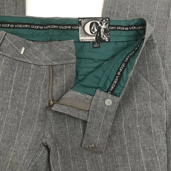 Volcom Dress Career Pants Gray Pinstripe Stretch 3 - Picture 4 of 9